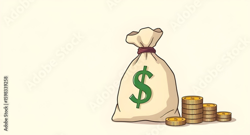 Full money bag, Money pouch, Finance icon, Wealth symbol, Cash bag, Bank money sack, Cartoon money bag, Gold coin bag, Savings icon, Money container, Rich bag illustration, Game coin bag, Money prize 
