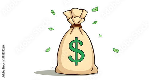 Money sack vector, Full money bag, Money pouch, Finance icon, Wealth symbol, Cash bag, Bank money sack, Cartoon money bag, Gold coin bag, Savings icon, Money container, Rich bag illustration, Game coi