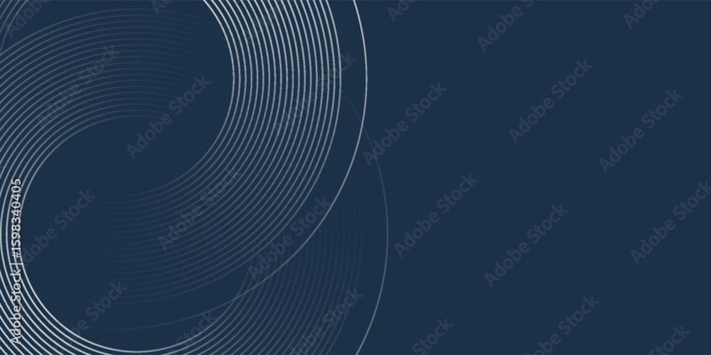 Fototapeta premium Elegant abstract golden geometric lines on dark blue background. Glowing gold circle lines pattern.
