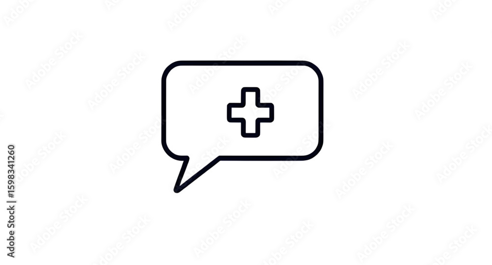 Fototapeta premium medical kit, emergency kit, healthcare icon, first aid box, red cross icon, dialogue bubble, cartoon speech bubble, medical symbol, health care kit, aid kit illustration, emergency box, talking bubble