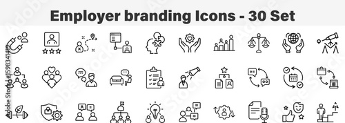 Employer Branding and Corporate Culture Icon Set
