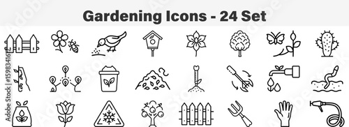 Landscaping and Garden Maintenance Glyph Symbols
