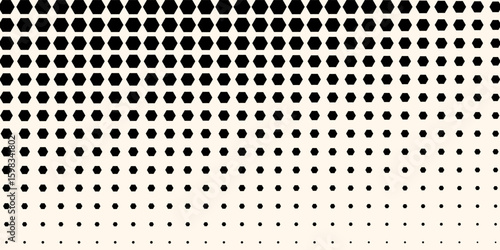 Hexagon Shapes Vector Abstract Geometric Technology Retrowave Sci-Fi Texture Isolated on Light Background. Halftone Hex Retro Simple Pattern. Minimal 80s Style Dynamic Tech Wallpaper