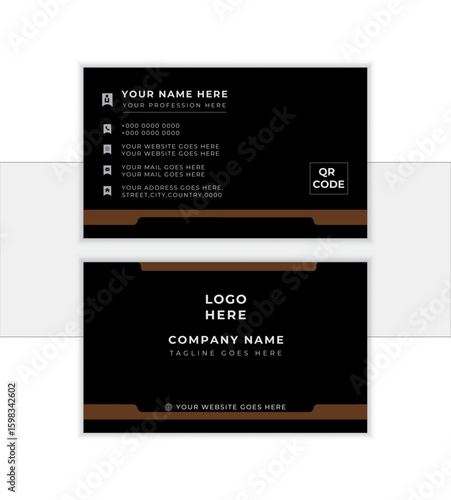Corporate business card template. landscape orientation. Modern concept with luxury decoration art. logo and Qr code. Vector illustration print template.
                 