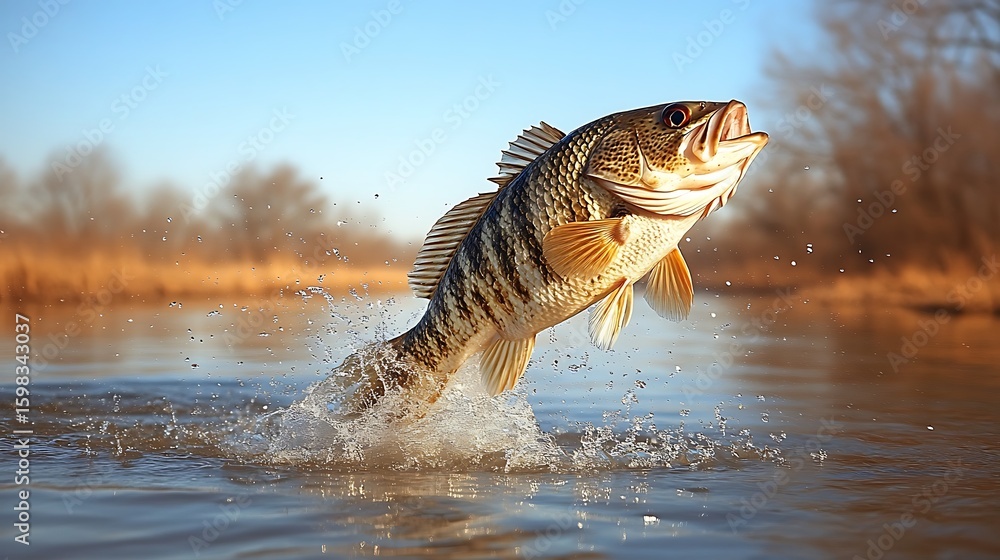 Fototapeta premium A large fish leaps out of the water.