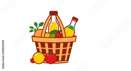 shopping basket with vegetables and fruits