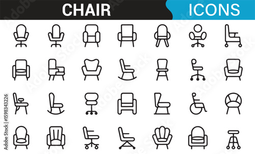 A modern collection of chair symbols for digital and print design
