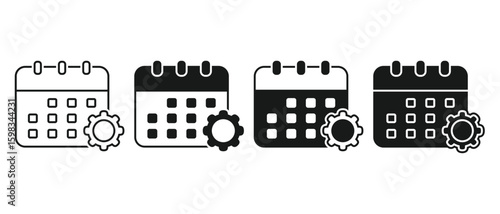 Calendar with gear icon. Illustration vector