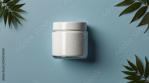 Wallpaper Mural White Cream Jar on Soft Blue Pastel Background Torontodigital.ca