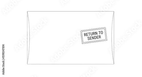 Envelope with return to sender stamp in minimal style on white background