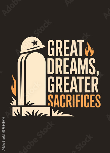 This design, suitable for apparel or posters, features a tombstone with a hard hat.