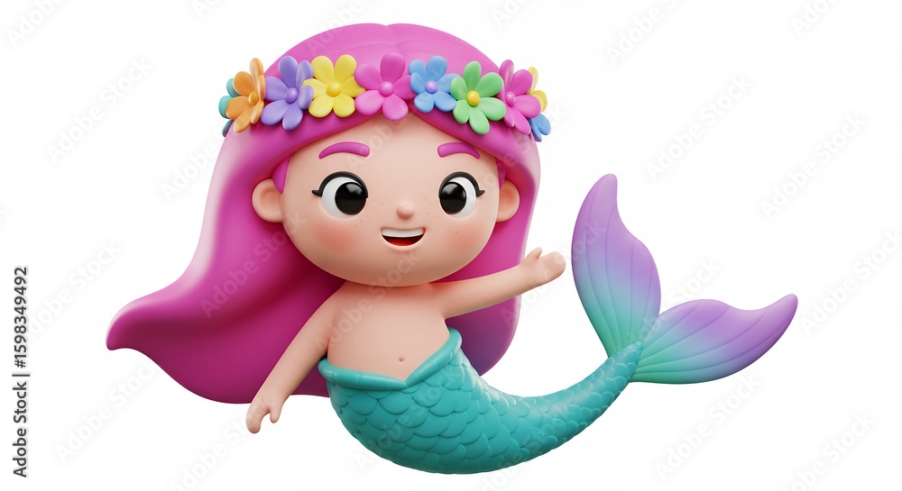 Fototapeta premium Cute cartoon mermaid illustration