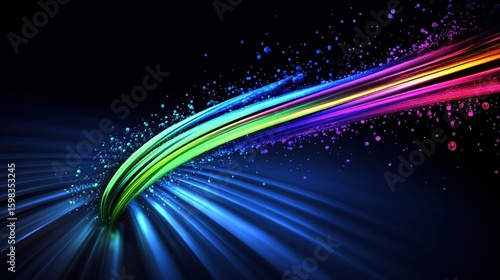 Vibrant Color Splash with Bokeh Effect on Dark Background