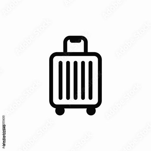 Simple black and white icon of a rolling suitcase