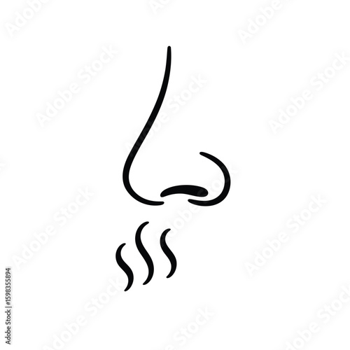 Simple line drawing of a nose with scent waves emanating