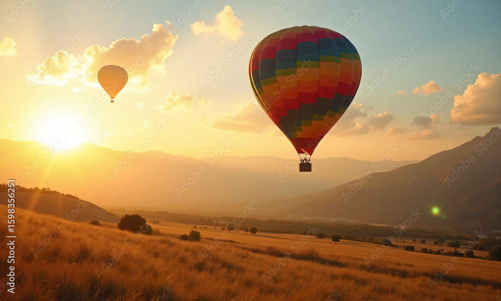 Fototapeta premium hot air balloon at sunset