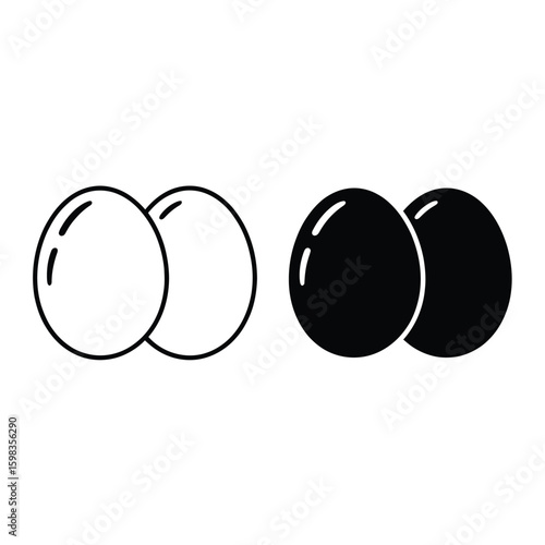 Two white eggs and two black eggs in outline and solid fill