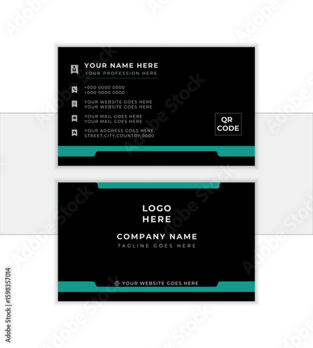  Corporate business card template. landscape orientation. horizontal simple clean business or visiting card. best for print items. editable vector illustration.
               