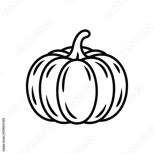 Simple outline drawing of a pumpkin with a stem