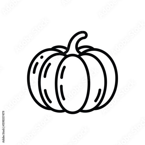Simple outline drawing of a pumpkin with a stem