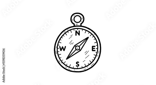 Compass illustration in chalk drawing style on transparent background  