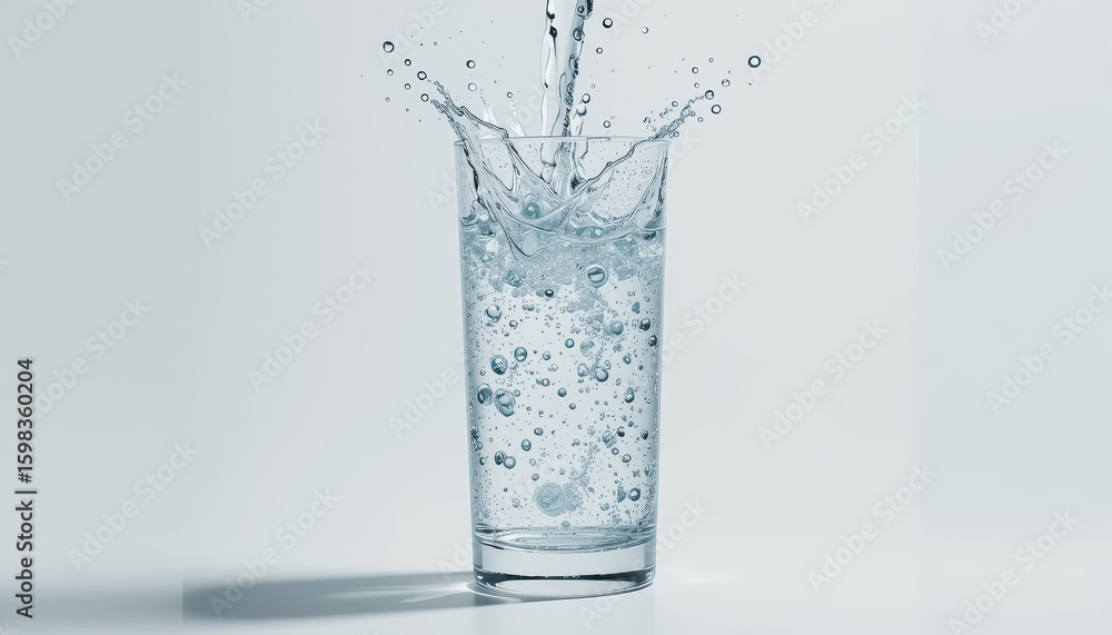 Splashing Water Into Clear Glass Filled with Fresh Cool Water Splashing Water Into Clear Glass Filled with Fresh Cool Water