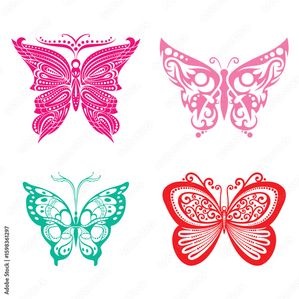 Fototapeta premium The stylized vector set color butterfly