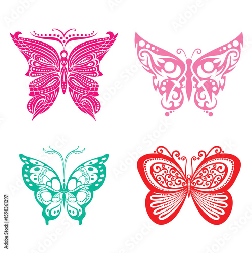The stylized vector set color butterfly