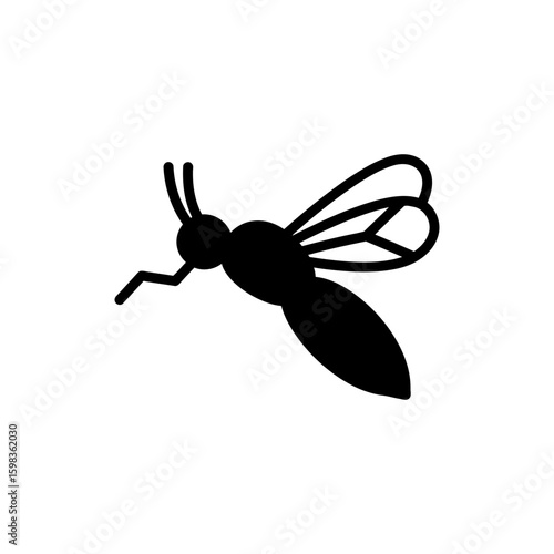 Black filled icon of biting midge insect for pest control and entomology themes
