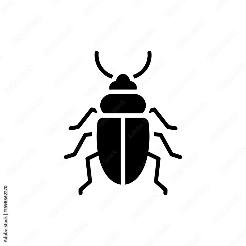 Black filled icon of an emerald ash borer tree killing insect Black filled icon of an emerald ash borer tree killing insect
