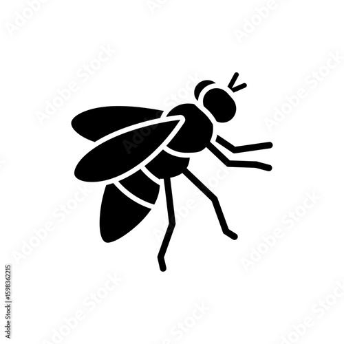 Black filled icon of a dance fly insect with wings and mating display posture