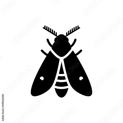 Black filled icon of an ermine moth agricultural pest insect