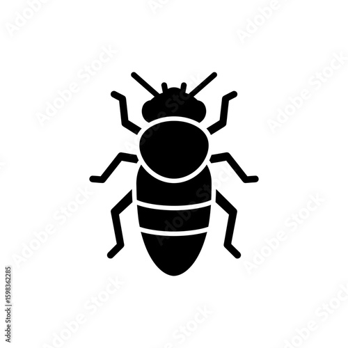 Black filled icon of European pine sawfly for conifer pest and forest damage themes