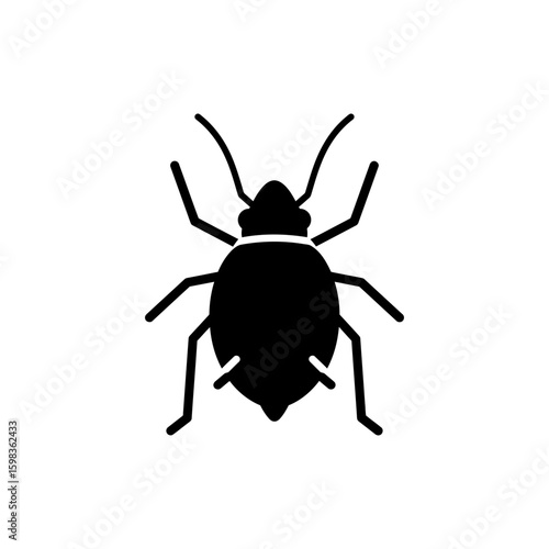 Black filled icon of green peach aphid for garden pest and crop infestation themes