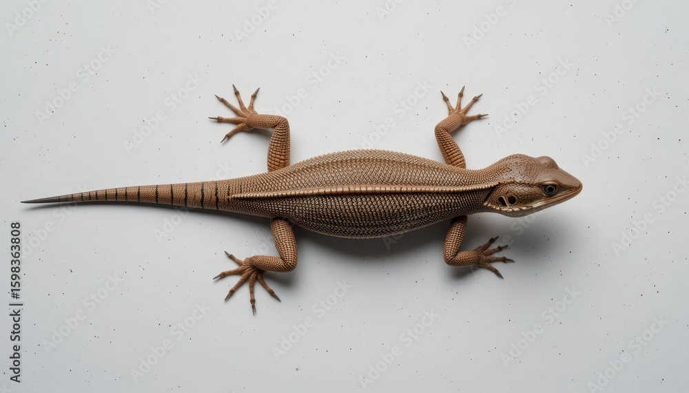 Fototapeta premium Detailed Close-Up of a Brown Lizard on White Background