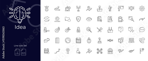 Idea Line Editable Icons set. Vector illustration in modern thin line style of Idea icons: thinking, solution, brainstorming, etc