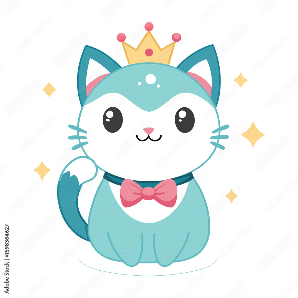 Fototapeta premium Cute feline vector illustration: a funny cartoon kitty with a big red heart, perfect for a love-themed greeting card