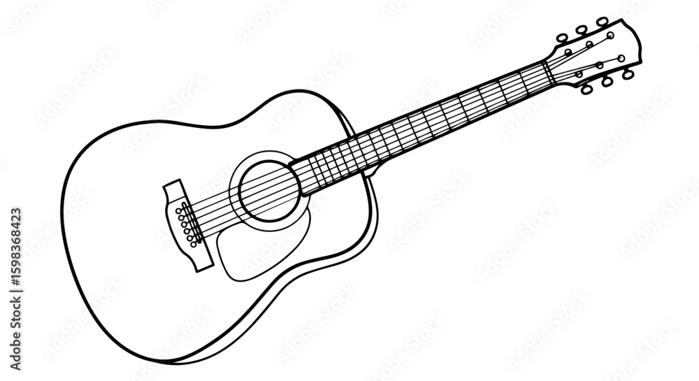 Acoustic guitar in sketchy doodle style, isolated on transparent or white background, vector illustration. Acoustic guitar in sketchy doodle style, isolated on transparent or white background, vector illustration.