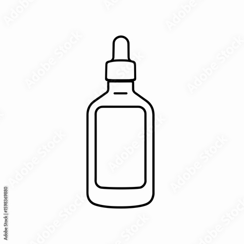 Line art of a bottle with dropper for liquids or oils  