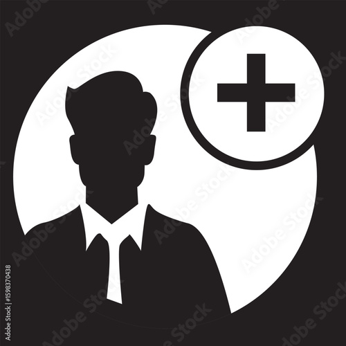New user account add icon set, outline and glyph style, person silhouette with plus sign, join friend, avatar profile creation, editable vector illustration, isolated on transparent background
