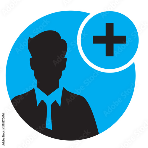 New user account add icon set, outline and glyph style, person silhouette with plus sign, join friend, avatar profile creation, editable vector illustration, isolated on transparent background