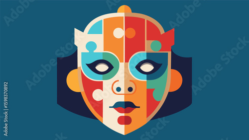A mask in the form of a puzzle with pieces representing the different layers and complexities of ones personality.. Vector illustration