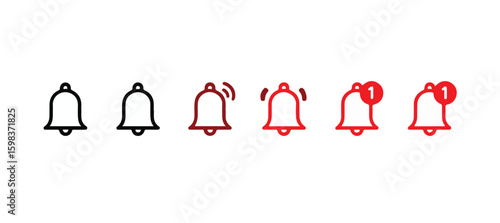 Notification bell icons showing alert status and ringing