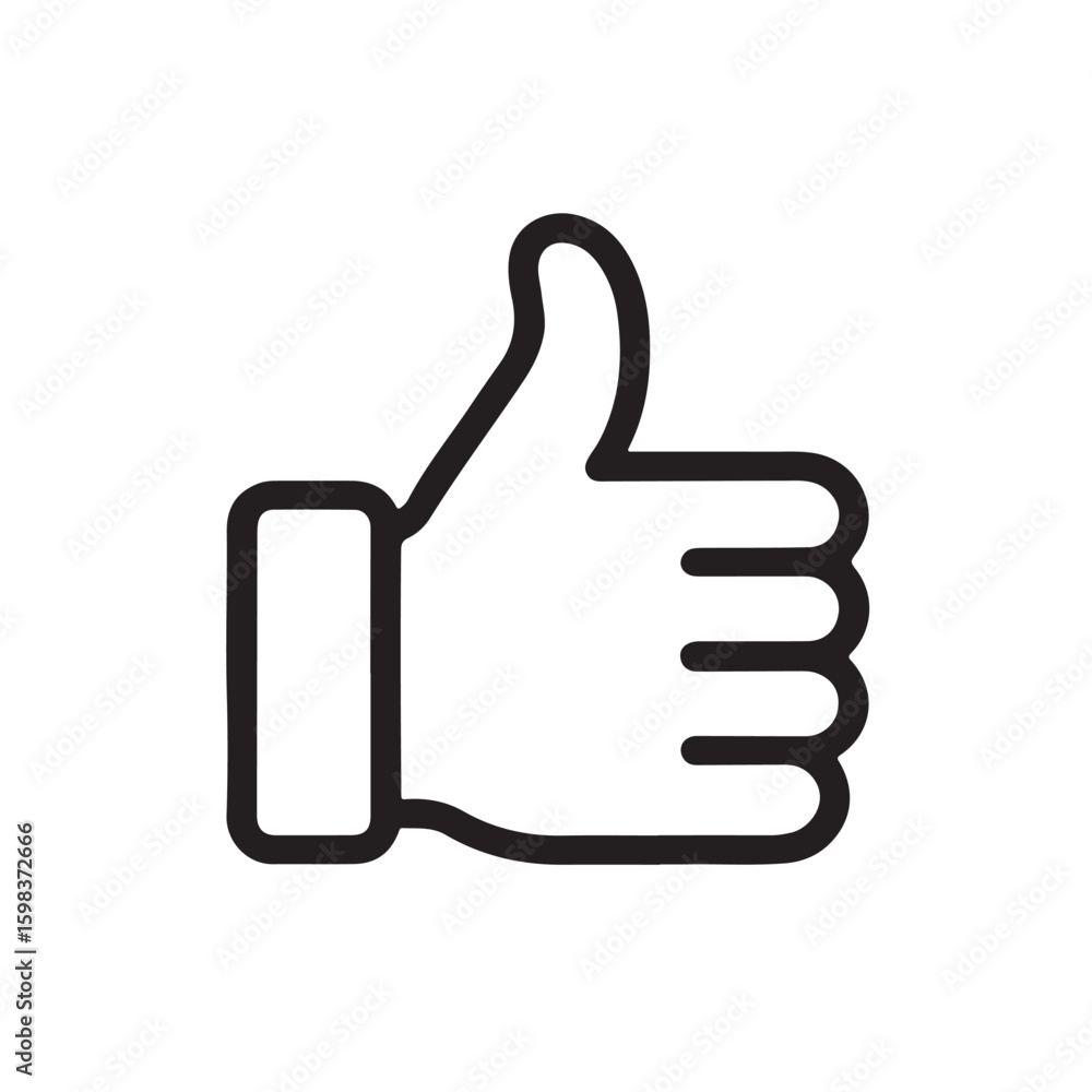 Simple Black and White Thumbs Up Icon for Approval or Agreement Simple Black and White Thumbs Up Icon for Approval or Agreement