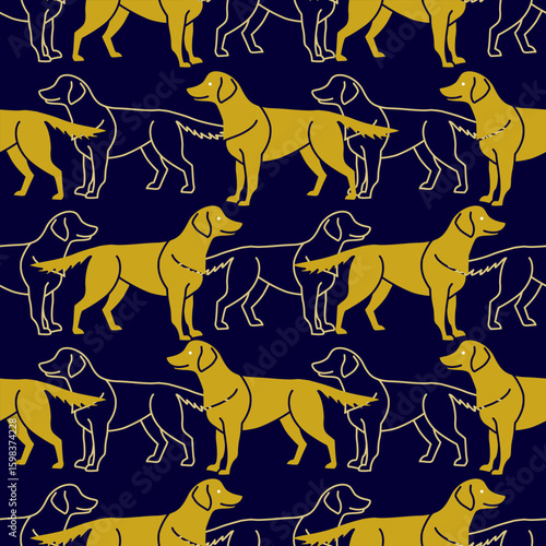 Dog pattern design on blue background.