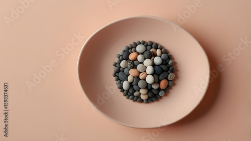 Wallpaper Mural Ceramic Dish with Pebbles on Pastel Peach Torontodigital.ca
