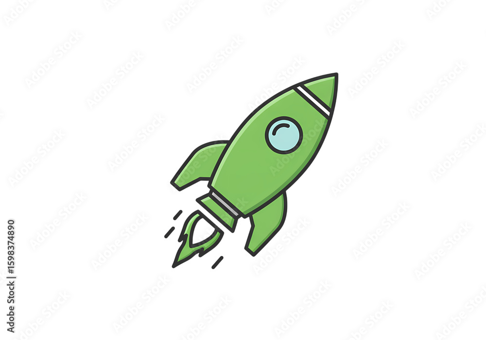 Obraz premium Pixel Art Rocket A Green Launch into Innovation