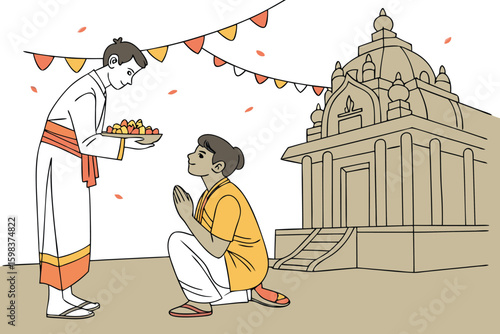 Giving offerings to guru tradition respect