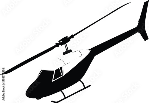 Black helicopter silhouette isolated on transparent background