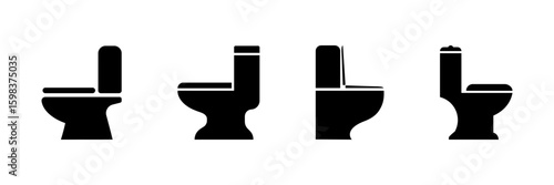 Toilet bowl icon. Toilet seat icon. Bidet toilet icon. WC restroom sign. Bathroom symbol. Restroom icon
